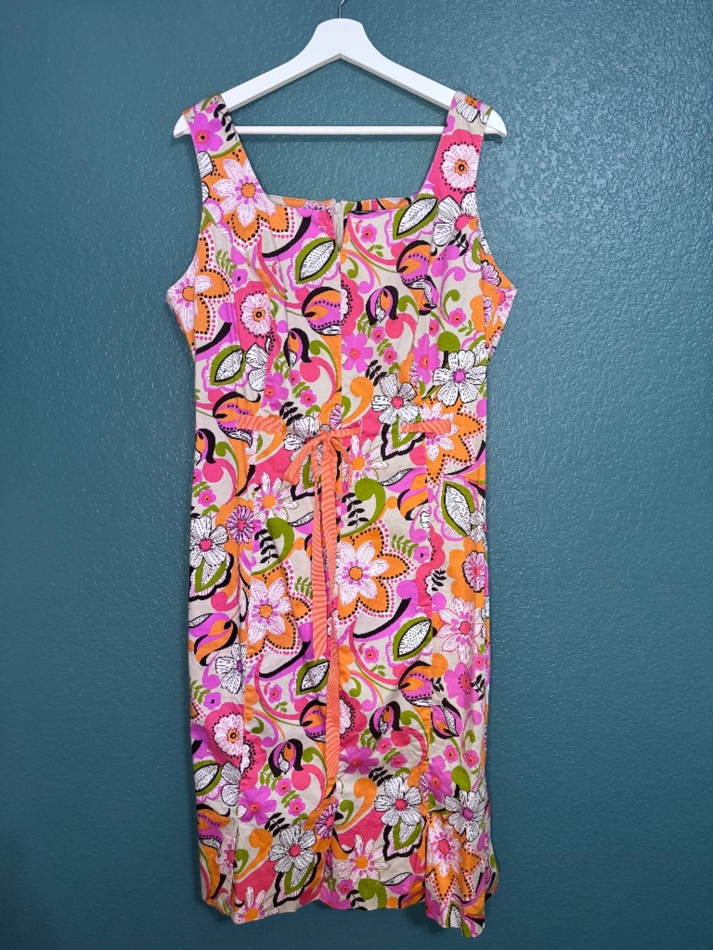 Vintage 2006 Floral Midi Dress with Vibrant Retro 1960s Mod Flare - 97% cotton - Picture 2 of 9